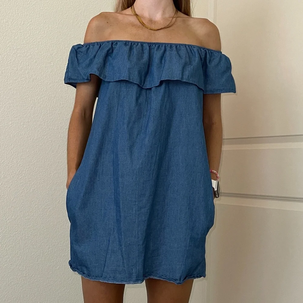 STRAPLESS DENIM DRESS - Picture 4 of 4